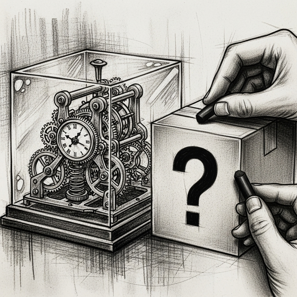 Caja negra y cristal